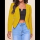 thumbnail image 4 of Blazer Corto para Mujer, Chaqueta Informal/de Trabajo de Larga con Abertura Frontal y Bolsillos Amarillo L, 4 of 8