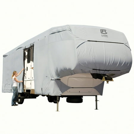 Classic Accessories OverDrive PermaPRO™ Deluxe 5th Wheel Cover, Fits 41' - 44' RVs - Lightweight Ripstop and Water Repellent RV Cover,