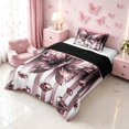 thumbnail image 2 of Homewish Pink Butterfly Twin Comforter Sets, Diamonds Glitters Print Bedding Set, Black Reversible, 2 Pieces 1 Comforter and 1 Pillowcase, 2 of 6