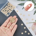 thumbnail image 3 of 100Pcs Brass Textured Charms 18K Gold Plated Flat Round Charms Stamping Tag Pendants Flat Coin Charms for DIY Bracelets Necklaces Jewelry Making Hole: 1.2mm, 3 of 5