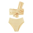 thumbnail image 1 of MKLEKYY Trajes De Baño Mujer Control Abdomen Women'S Shoulder High Waist Gathered Solid Color Split Swimsuit, 1 of 6