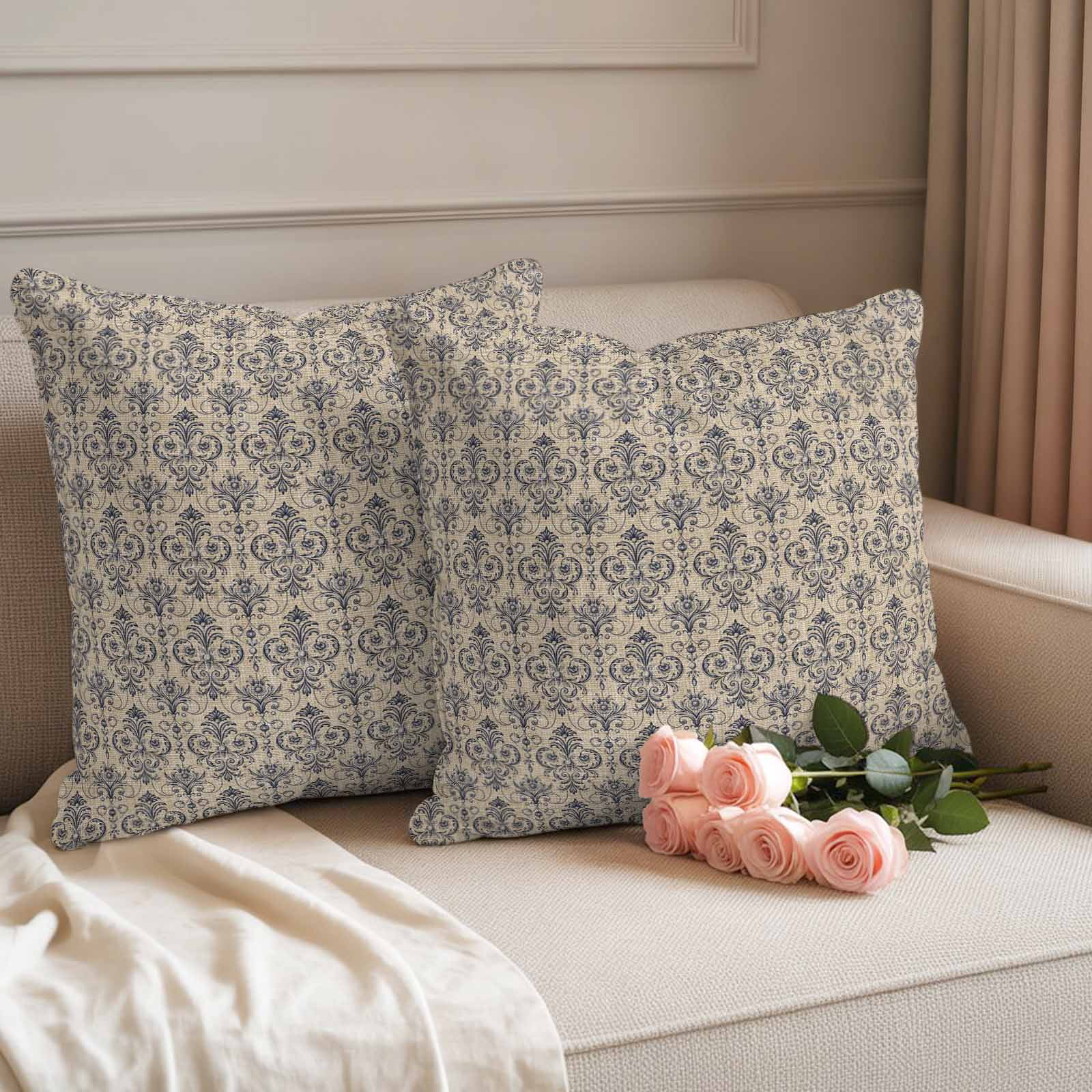 Brown Floral Abstract Outdoor Waterproof Throw Pillow Covers 20x20 Set of 2, Vintage Ethnic Bohemian Flowers Decorative Pillowcases Cushion Pillowcase for Couch Sofa Patio Outside Pillow Protector