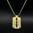 thumbnail image 6 of Man Blade Razor Shape 14K Yellow Gold Pendant for Women Men Golden Color Male Chain Necklace Jewelry, 6 of 8