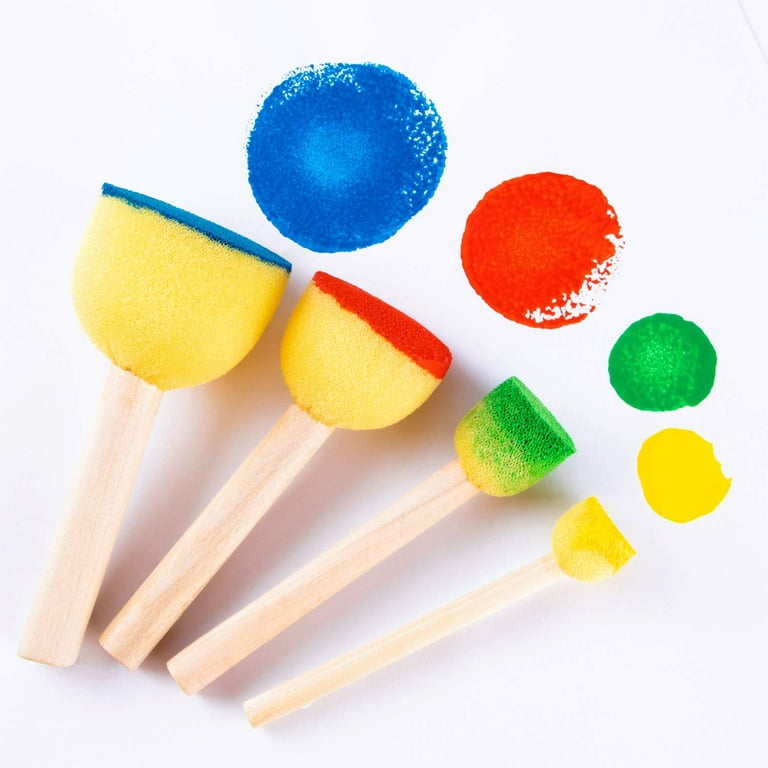 Avide 48pcs Assorted Size Round Sponges Brush Set - Paint Tools for Kids - Pistha Sponge Painting Stippler Set DIY Painting Tools