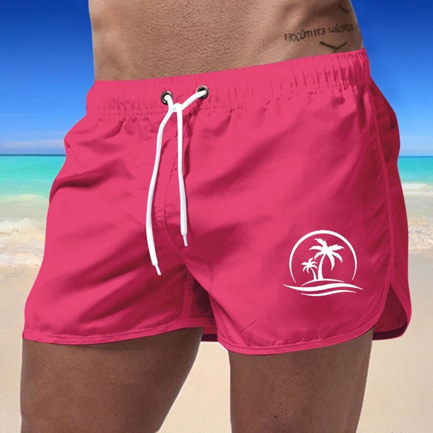 WILLBEST Pantalones Cortos de Verano para Hombre, Deportivos, de Moda, para Playa, Ocio, Viajes, Poliéster, Estampado de Cocoteros.