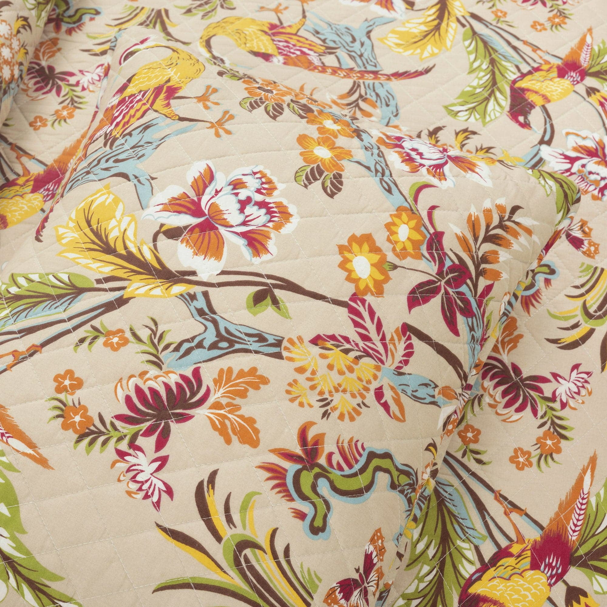 Lush Decor Dolores Nature Cotton Reversible Quilt, King, Yellow/Blue, 3-Pc Set