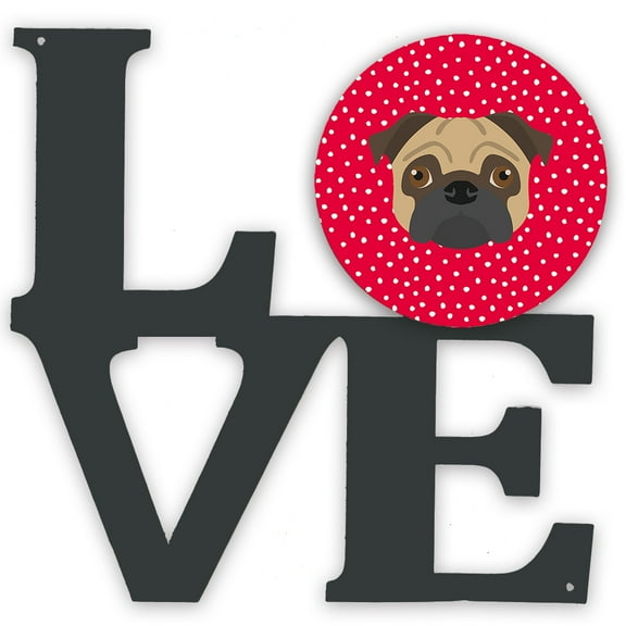 Pug Love Metal Wall Artwork LOVE