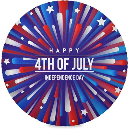 

Coolnut Happy Independence Day Round Placemats for Dining Table Non-Slip Heat-Resistant Polyester Table Mats Set of 1 Washable Table Mats for Kitchen Dining Table Decoration (986)