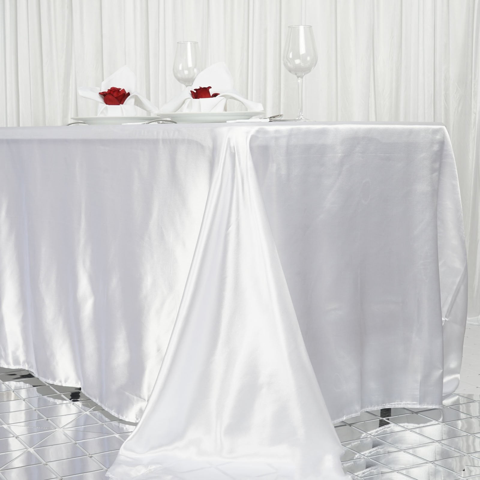 Efavormart 90x156" Rectangle WHITE Wholesale SATIN Tablecloth Banquet Linen Wedding Party