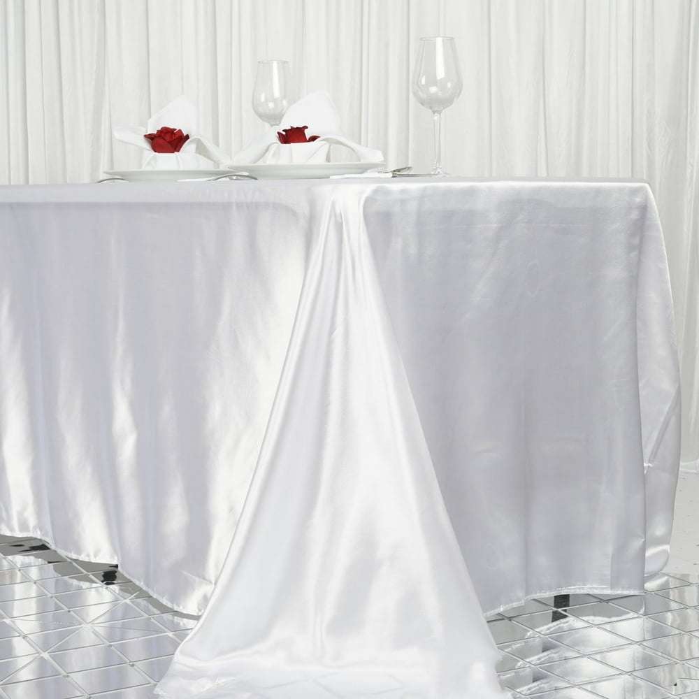 Efavormart 90x156" Rectangle WHITE Wholesale SATIN Tablecloth Banquet