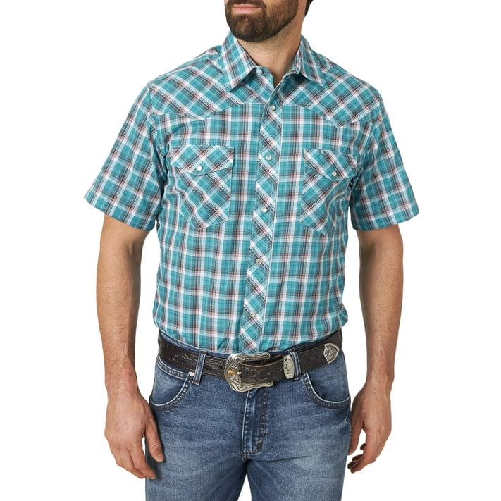 Wrangler Men S Short Sleeve 2 Pocket Western Shirt