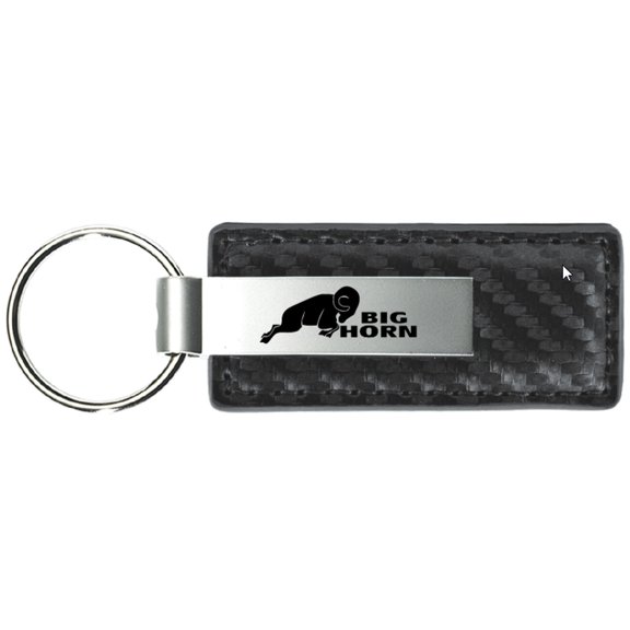 Dodge Big Horn Carbon Fiber Leather Key Chain (Gun Metal)