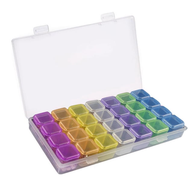 WDOplteas Caja Almacenamiento para Uñas Con 28 Rejillas Organizador Joyas Herramientas Manicura (multicolor)