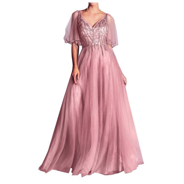 Vestido largo sin mangas con cremallera y hombros descubiertos para mujer, vestido largo de princesa con cuello en V Fridja bnh4421