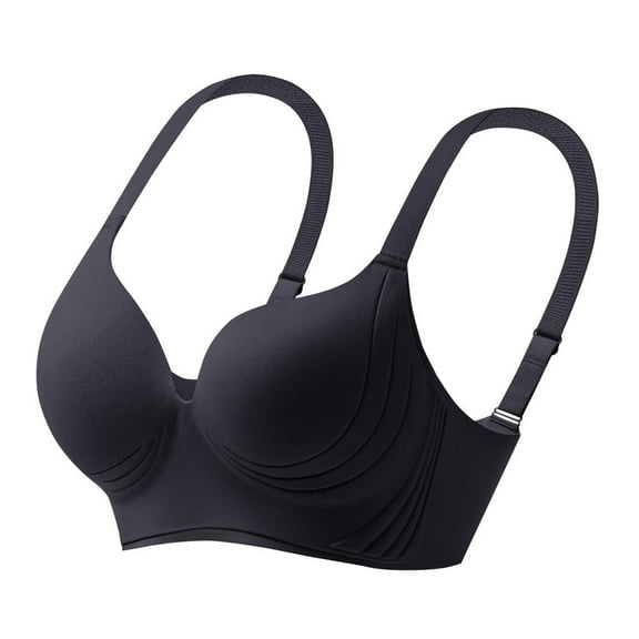 Bxsruta Sports Bras for Women, Women's Plus Size Without Steel Rims Gathered Breasts Sagging Upper Support Thin and Seamless Underwear Daily Bras, Black