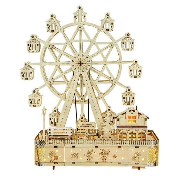 EASTIN 3D Wooden Puzzle Ferris Wheel DIY Basswood Music Model Kit for Boy Girl Toy