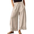 thumbnail image 5 of JUUNthy Casual Pants for Womens, Elastic Waist Lace Hem Wide Leg Baggy Fit Lightweight Summer Trousers with Pockets Pink XL, 5 of 15
