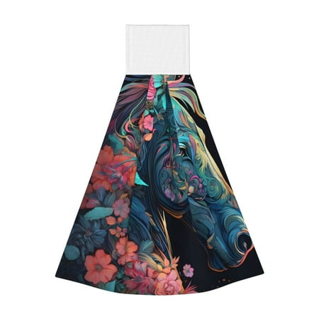 

Wukai Colorful Floral Patterned Horse Print Kitchen Towels Quick Dry Washcloths Coral Velvet Dishtowels Multipurpose Reusable Cloths Soft Tea Absorbent Cleaning Cloths