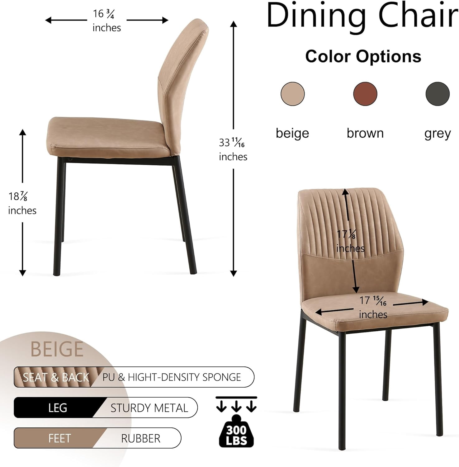 NORDICANA Dining Chairs Set of 4,Modern Leather Home Kitchen Chairs Upholstered for Dining Room, Apartment,Beige