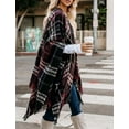 thumbnail image 4 of Topshe Women's Plaid Sweater Poncho Oversize Cape Coat Open Front Blanket Shawls Wraps Tassel, 4 of 4