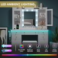 thumbnail image 4 of PUFFCAFE Makeup Vanity Desk with Mirror and Lights,White Vanity Table Set with Chair,Large Dressing Table with RGB Ambient Light, 4 of 9