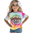 thumbnail image 2 of Girls T Shirts Birthday Tie Dye Sequins Shirt Toddler Party Tee Girls Clothes Multicolour4 6-7 Years, 2 of 4