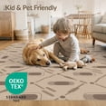 thumbnail image 4 of ODIKA 3'x5' Beige Brown Diamond Lattice Geometric Washable Area Rug Contemporary Intersecting Grid Motif with Oval for Hallway, Laundry Room, Non-Slip, Flatweave, Easy Care, 4 of 7