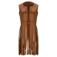thumbnail image 5 of Hxshgdsn Women Open Front Tassel Vest Boho Western Faux Suede Fringe Cardigan Vintage Hippie Sleeveless Jacket Outwear Brown M, 5 of 9