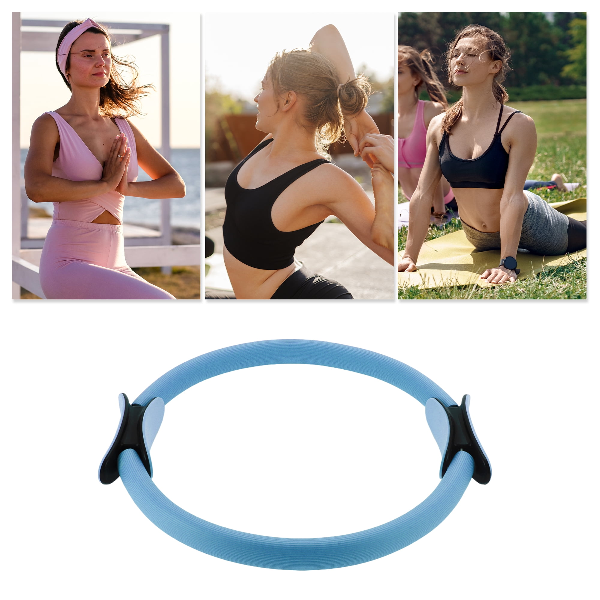 Unique Bargains Durable Yoga Ring Exercises for Yoga and Home Fitness Blue-38cm