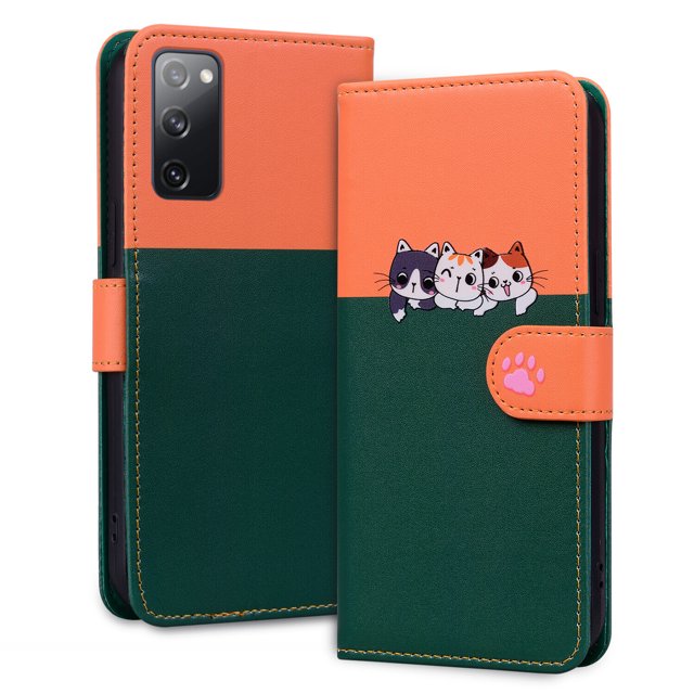 Compatible with Samsung Galaxy S20 FE 4G/ 5G Cute Animals Pattern Wallet Case with Card Slots Flip Cover