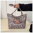 thumbnail image 6 of Hello Kitty Leopard Print Tote Bag for Women,Large Capacity Canvas Shoulder Bag,Cute Kawaii Cartoon Handbag for Shopping Travel, 6 of 9