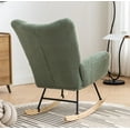 thumbnail image 2 of Rocking Chair Nursery,Teddy Upholstered Glider Rocker with High Backrest,Modern Rocking Accent Chairs Glider Recliner for Living Room, Nursery, Bedroom,Green, 2 of 8