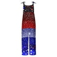 thumbnail image 5 of Wiyuqeen 4th of July Linen Overalls Womens Sleeveless Linen Jumpsuits Vintage Red White and Blue Romper Jumpers Plus Size Harem Overalls with Pocket, 5 of 6