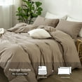thumbnail image 2 of MooMee Washed Cotton Duvet Cover Set Linen Like Textured Breathable 3-Piece (Mocha Brown, Queen), 2 of 6