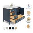 thumbnail image 3 of ARIEL Cambridge 43 Inch Midnight Blue Bathroom Vanity with Single Sink, Solid Wood, White Quartz Countertop, 1.5-Inch Edge, Right Rectangular Undermount Sink, 2 Soft Closing Doors, 5 Drawers, 3 of 10