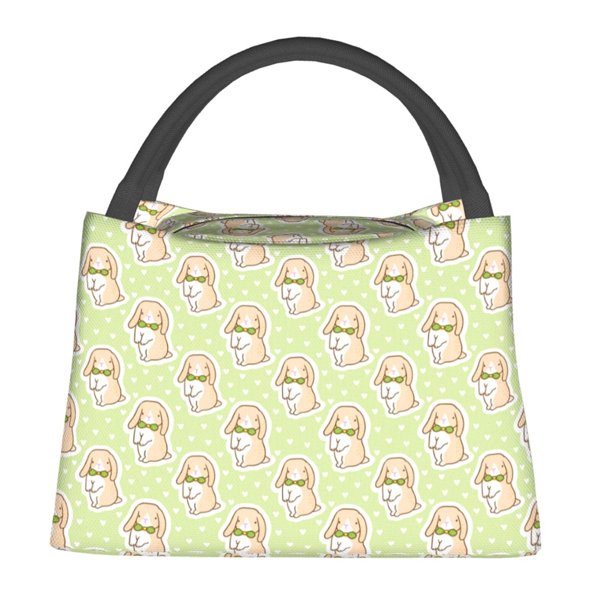 Fotbe Rabbit With Tie Bolsa Térmica Portátil con Estampado, Bolsa de Entrega de Alimentos Aislada, Bolsa Reutilizable de Gran Capacidad para Comidas y Supermercado