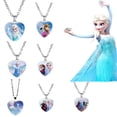thumbnail image 2 of Collar de princesa de Frozen de Disney para niños, figuras de Anime, princesa Elsa, Anna, colgante de amor, accesorios de joyería, regalo de cumpleaños para niños, 2 of 5