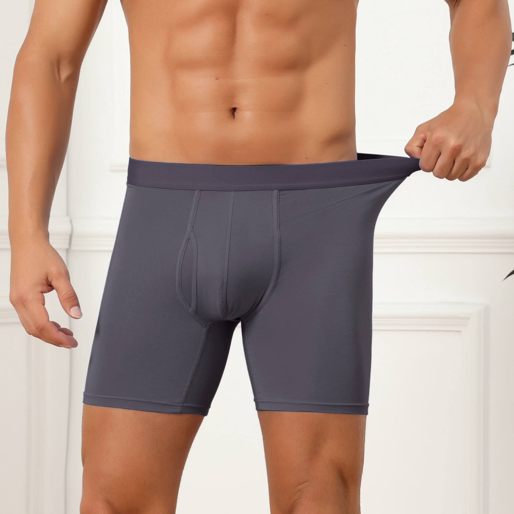 DARING DIVA Men's Elastic Waistband Soft Mid-Waisted Solid Underwear 32 Dark Gray