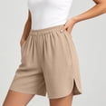 thumbnail image 6 of Women's Solid Color Elastic Waist Shorts With Pockets, Polyester Casual Athletic Fit, Comfortable Stretchy Fabric, Everyday Summer Beach Outdoor Activewear, Womens | VerBelle,Khaki XL, 6 of 8