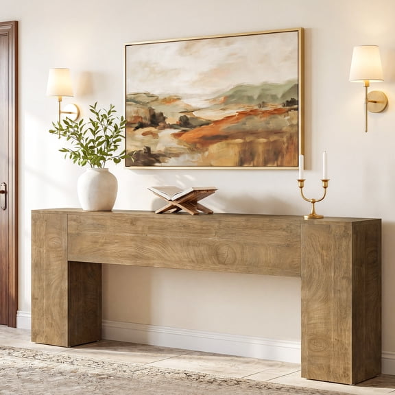 Finmind Extra Long Console Table, 79-inch Farmhouse Entryway Table with Thick Tabletop for Hallway, Behind the Couch, Living Room, Rustic Brown