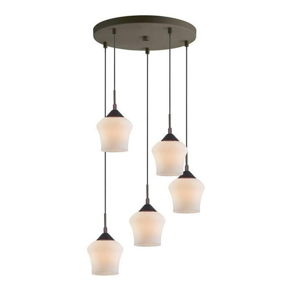 Woodbridge Lighting Belmont 5-Light Steel Metal & Glass Mini Pendant in Bronze