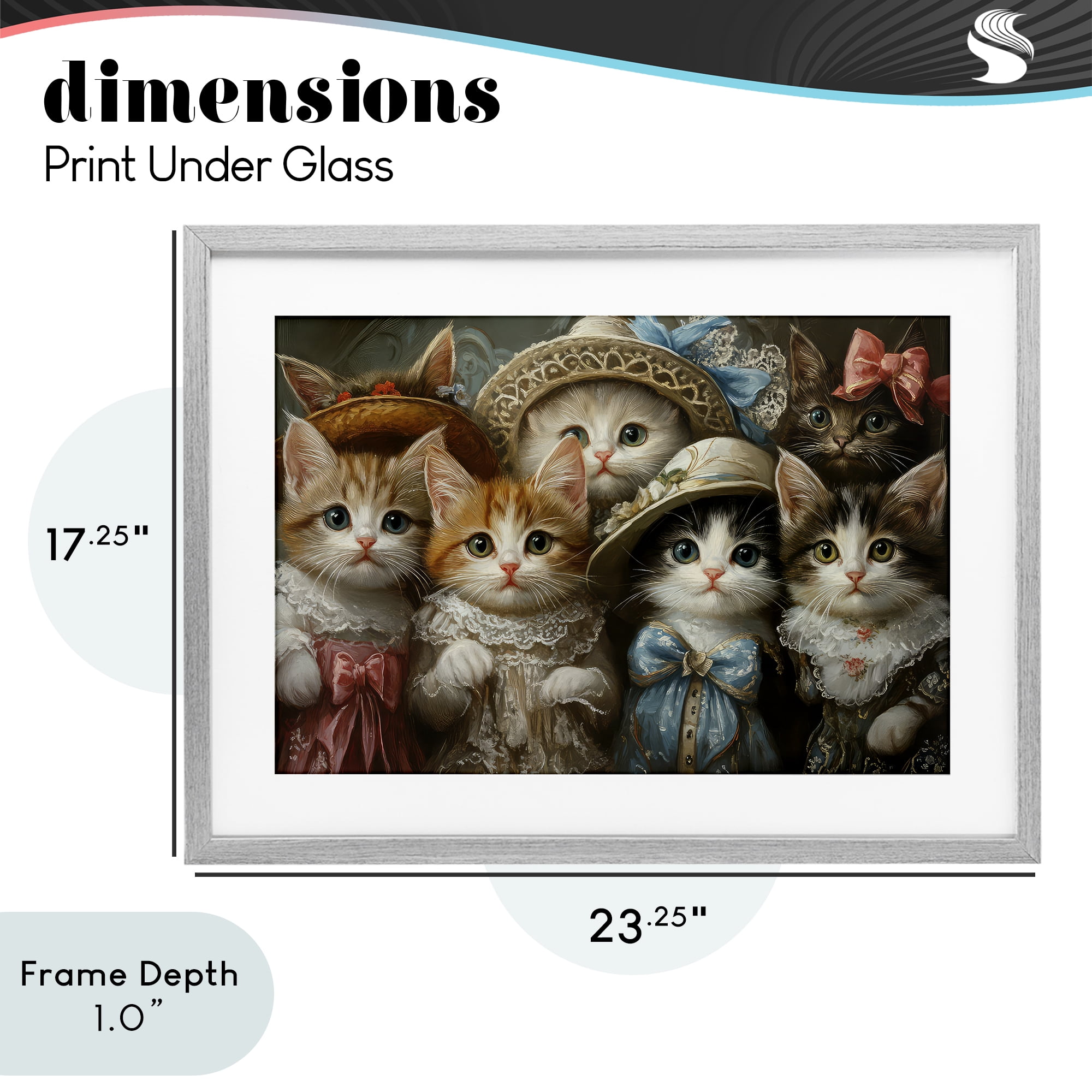 Stupell Industries Fashionable Vintage Cats Gray Framed Print Under Glass, design by The Wands Want
