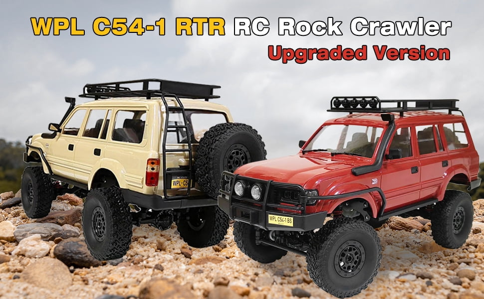 1/16 Scale RC Crawler, WPL C54-1 RTR RC Truck 4x4 Off Road RC Rock Crawler with Upgraded Chassis, 260 Motor New Gearbox and Batteries for Adults Hobby Toy Yellow