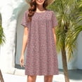 thumbnail image 5 of MEICHEN Women's Summer Sleepshirts Cotton Silk Short Sleeved Sleep Dress for Middle Aged Women New Loose Fitting Home Wear Elderly Sleepwear Plus Size Dress, 5 of 5