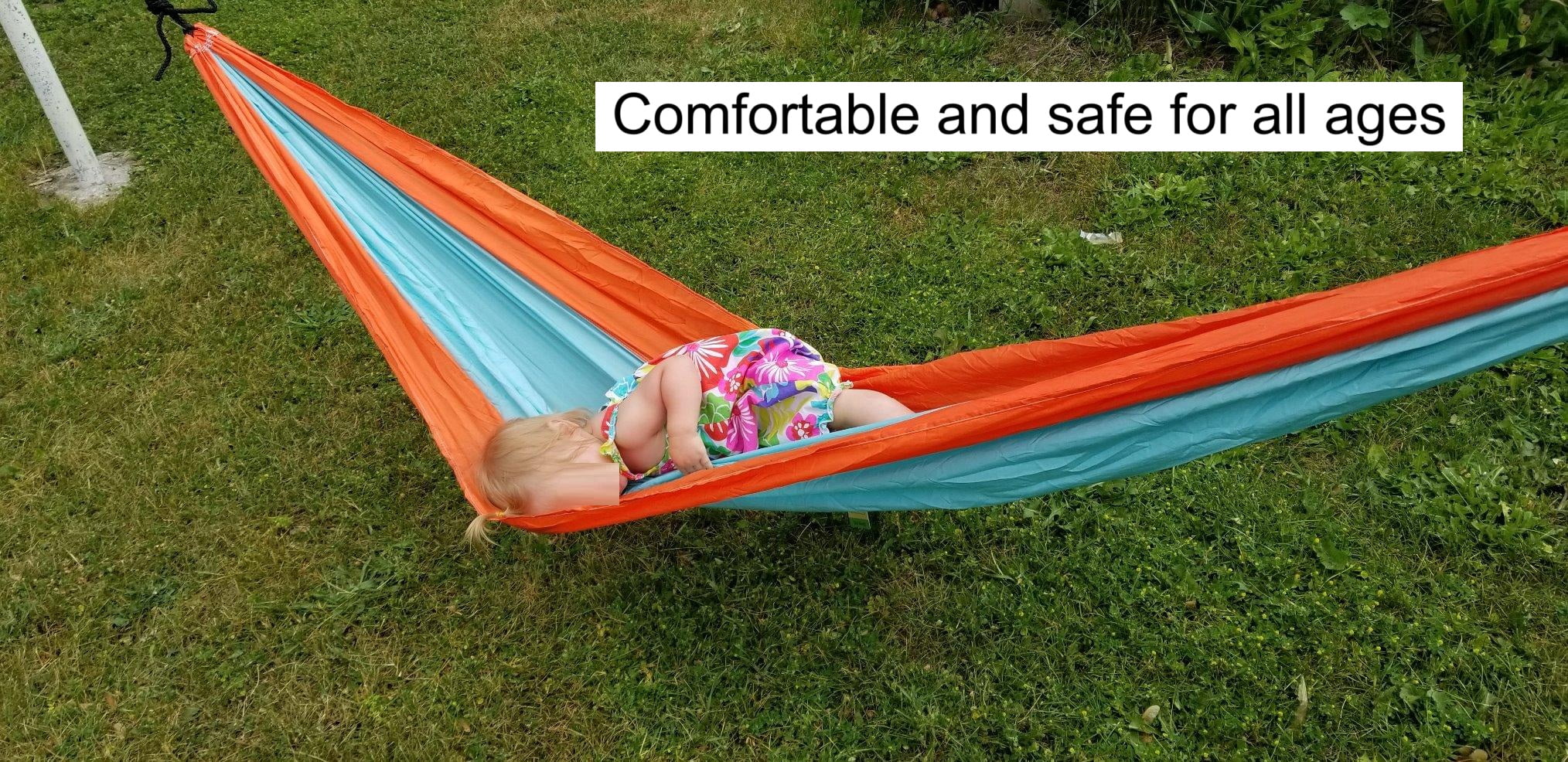 Wise Owl Outfitters Kids Hammock , Small, Portable Camping Hammock for Kids & Toddlers with Tree Straps and Carabiners, Blue/Tangerine