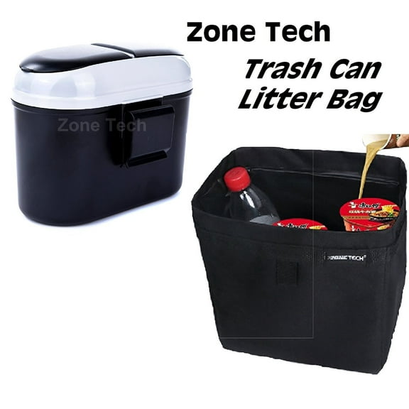 Zone Tech Black and Gray Car Garbage Can and Bag Set