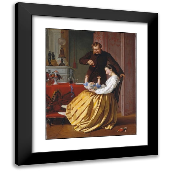 Lilly Martin Spencer 12x14 Black Modern Framed Museum Art Print Titled - Conversation Piece (ca. 1851-52)