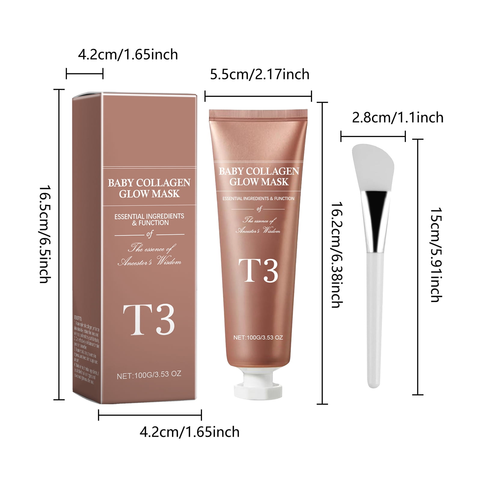 Alvantor Collagen Face Mask, Hydrating Peel off Mask with Brush, Firming and Glow Skin, 3.53oz