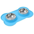 thumbnail image 1 of Juego de cuencos para perros, acero inoxidable, sin derrames, comida y agua a prueba de suciedad con alfombrilla de silicona antideslizante, 1 of 5