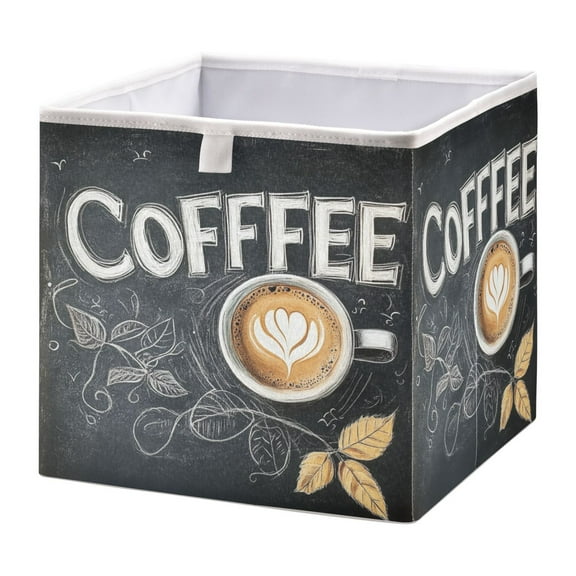 WOBOGO Coffee Time Storage Basket Foldable Easy to Clean Durable with Hollow Support Plate with Handle 11.02×11.02×11.02 in